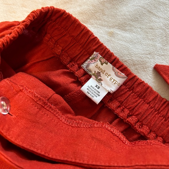 Red Linen Skirt Set: Wrap Skirt and Tank Top - Picture 3 of 5